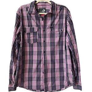 Ecko Unltd Plaid Button Down Shirt‎ Long Sleeve Casual Purple Black L